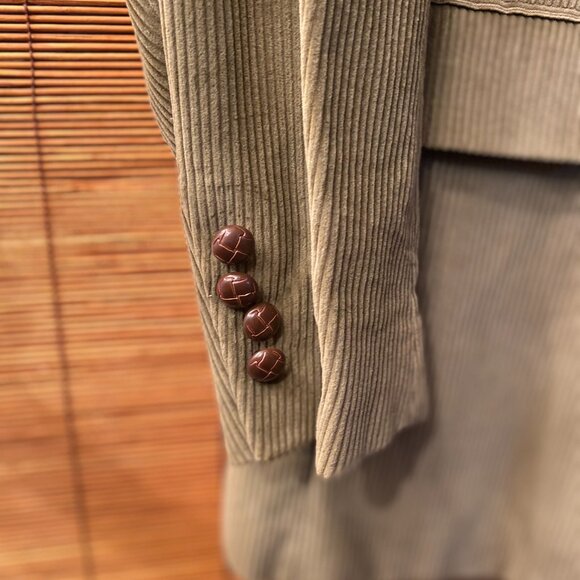 NWT Monsieur Adolfo Green Tan Corduroy 2 Button Blazer Size 44R - Picture 2 of 6